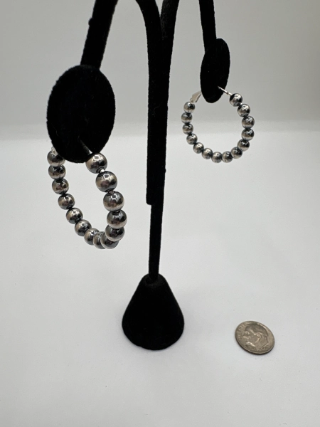 5mm Round Silver Pearl Hoop Beaded Earrings