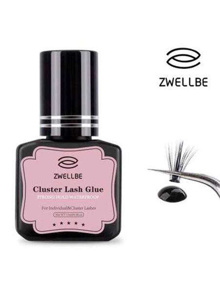 zwellbe Lash Glue Cluster Eyelash Glue Black Sensitive Lash Glue Fast Drying Waterproof Lash Glue Individual Lash Glue Long Lasting DIY Lash Extension Glue Strong Hold Eyelash Glue For Lash Extensions(15ML)