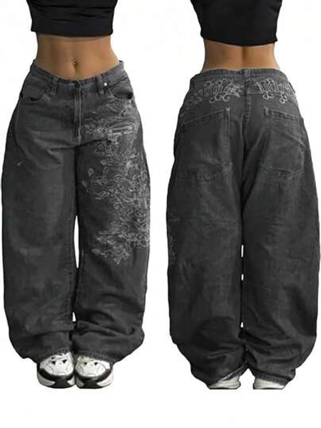 Christmas Costumes Women's Hip Hop Baggy Jeans Wide Leg Mid-Low Waist Jeans Loose Boyfriends Jeans 90s Vintage Denim Pants,Fall And Winter Clothes For Women