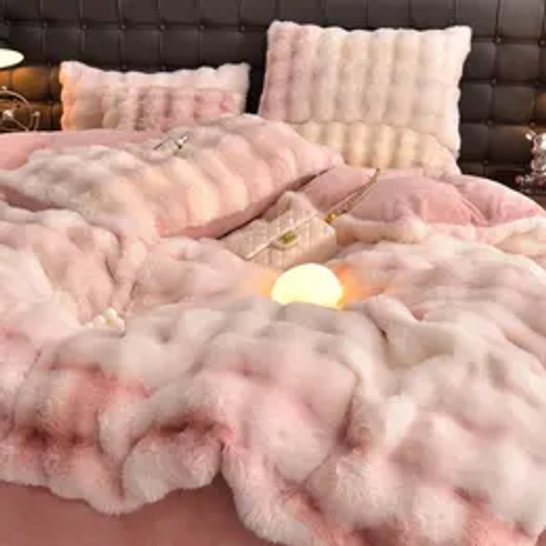Solid Color Fuzzy Decorative Duvet Cover Set, 3 Counts/set Including 1 Duvet Cover & 2 Pillowcases without Filler, Soft Comfortable Bedding Supplies Bed Sets Supplies for Home Bedroom Hotel