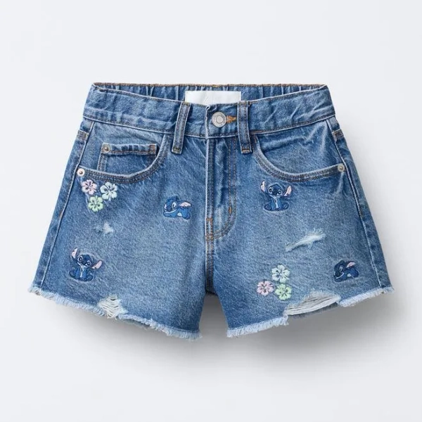 Zara Kids Lilo & Stitch Denim Shorts