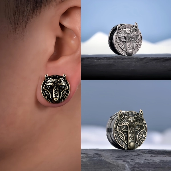 2pcs Gothic Gun Plated 304L Stainless Steel Ear Plugs | Unisex Ear Expander Earrings, Suitable for All Seasons, Without Battery