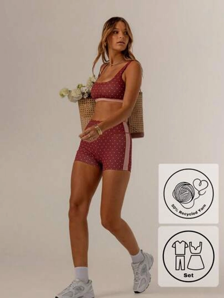 Aralina Leisurewear Contrast Polka Dot Set Cute Summer Shorts And Cute Summer Tops Perfect Airport Outfit For Women And 4th Of July