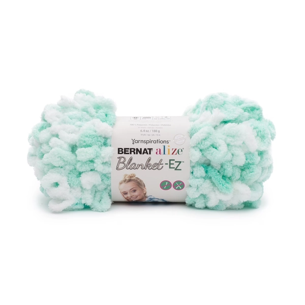 Bernat® Alize Blanket™ #7 Jumbo Polyester Yarn, White & Mint 6.4oz/180g 18 Yards