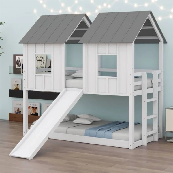 Harper Orchard Twin Over Twin Bunk Bed with Slide