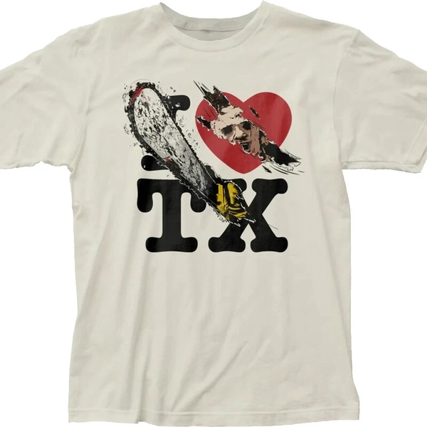 TEXAS CHAINSAW MASSACRE T-SHIRT I Heart Texas Horror Film Leatherface Sizes NEW