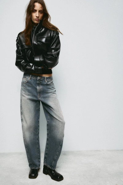 LEATHER EFFECT JACKET WITH TABS