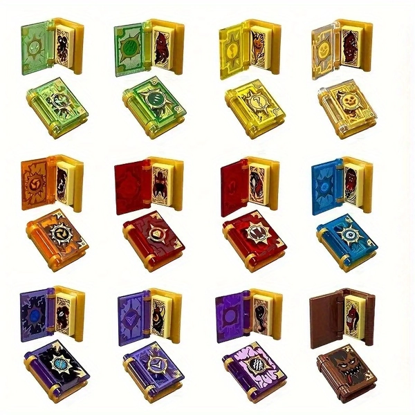 36pcs in 12 Sets of a Magical Book, MOC Small Particle Construction Blocks, Made from High-Quality ABS, Featuring a Flip-Top Design, Tool Book, Assembly Toy, Perfect for Gifting