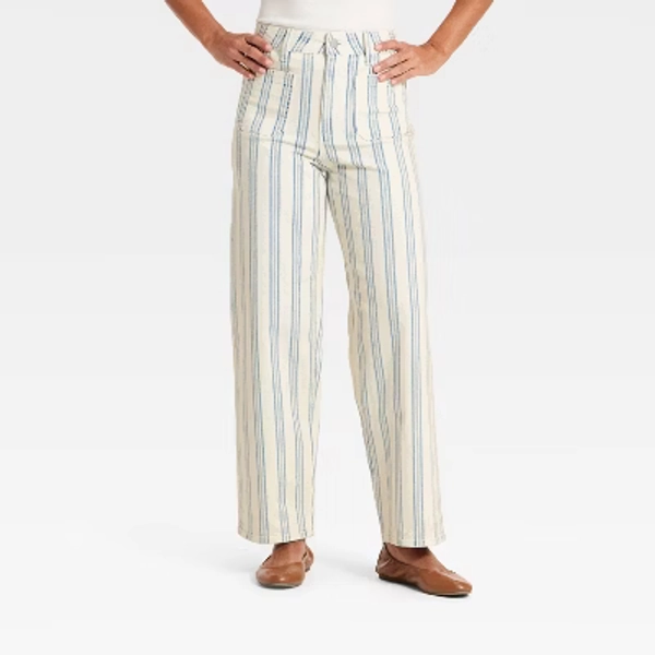 Women's Highest-Rise Striped Sailor Straight Jeans - Universal Thread™ Blue 6