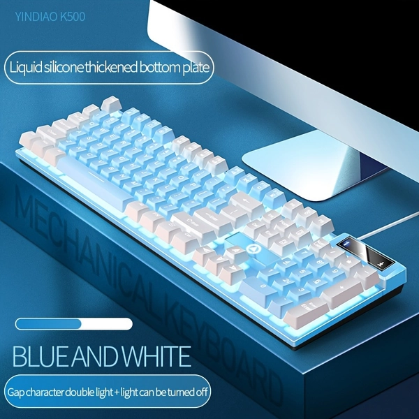 YINDIAO Wired Keyboard | Backlit USB Keyboard for Gaming and Office Use, Compatible with Laptops