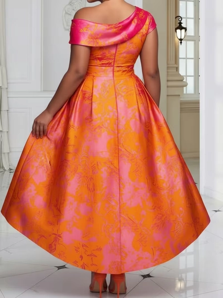 stylish shoulder dress a cinched waist showcases a sweet - Temu