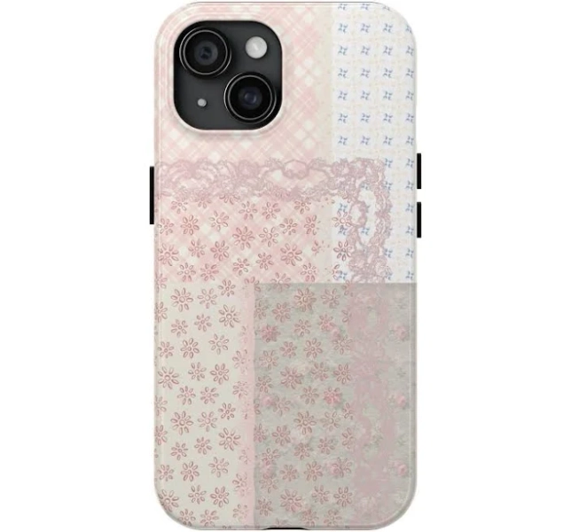 floral quilt phone case, cute coquette lace pretty friend gift soft girl clean girl Pinterest trendy collage