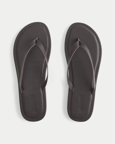 Brown Core Faux Leather Flip Flops
