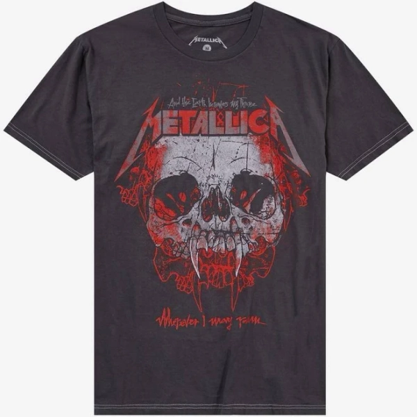 Metallica Wherever I May Roam Skull Graphic T-Shirt - Black - Medium