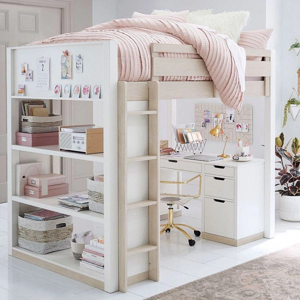 Rhys Loft Bed with Desk Set
