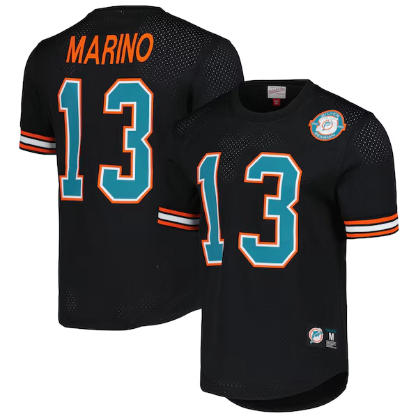 Men's Miami Dolphins Dan Marino Mitchell & Ness Black Retired Player Name & Number Mesh Top