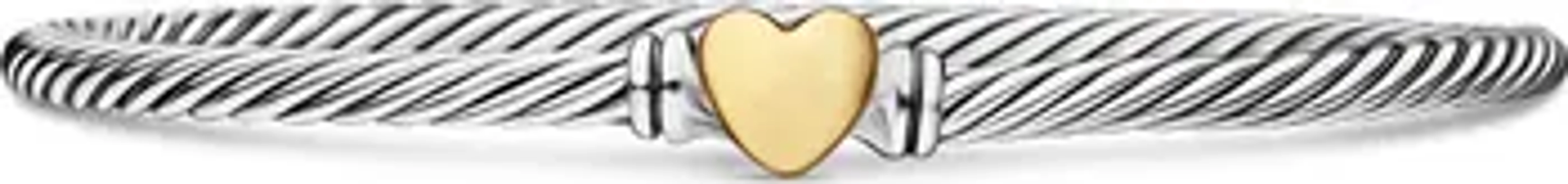 Cable Collectibles<sup>®</sup> Heart Bracelet with 18K Gold, 3mm