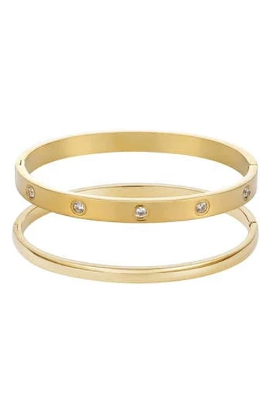 Adornia Women's 18K Gold Plated Tarnish Resistant Eternity and Cuff Bracelet
