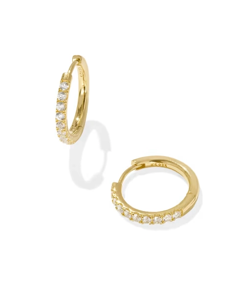 Mackenzie 18k Gold Vermeil Small Hoop Earrings in White Topaz