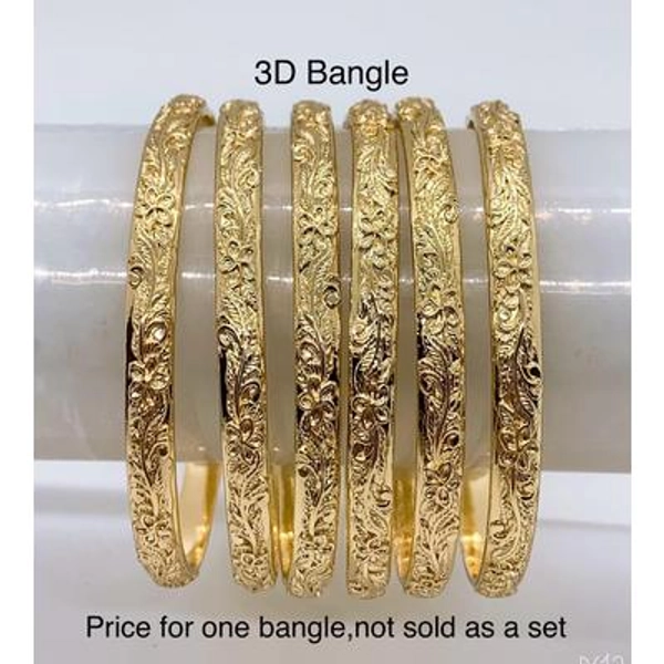 5mm Hawaiian 3D Plumeria Flower Design Hamilton Gold Bangle | Price For One Bangle, Not Sold As A Set