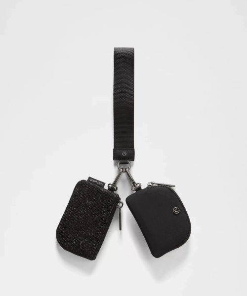 Dual Pouch Wristlet *Glitter - Black/Gunmetal - ONE SIZE