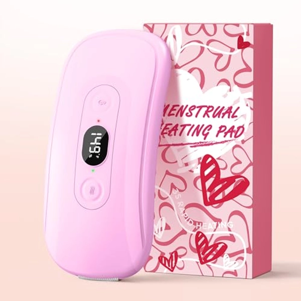 Portable Heating Pad Period Cramps: 2 Timer 6 Heat Levels 6 Vibration Modes Cordless Electric Heating Pad for Back Pain Relief Menstrual Heating Pad Valentines Day Gifts Pink