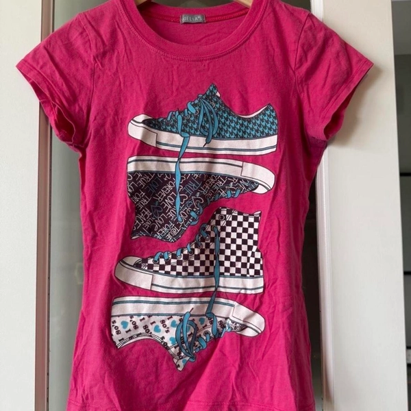 Pink Delia's sneakers t shirt, size xs. also can fit...