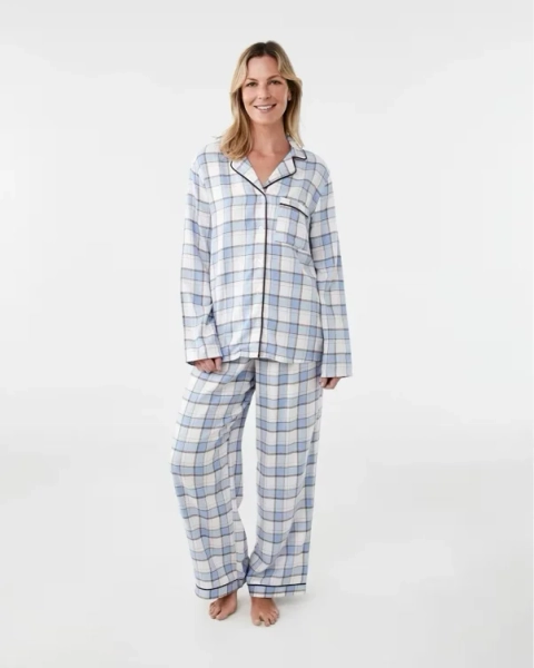 Viscose Blend Classic Flannel Pyjama Set Large Chk Size 10