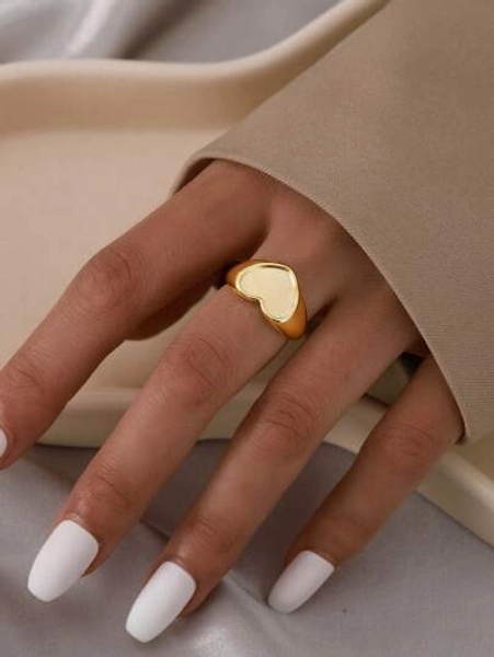 1 pezzo Anello unico con cuore superficie lucida anello aperto, adatto per abbinare i look quotidiani, adatto per uomini e donne, San Valentino, mamma, madre, festa della mamma, regalo