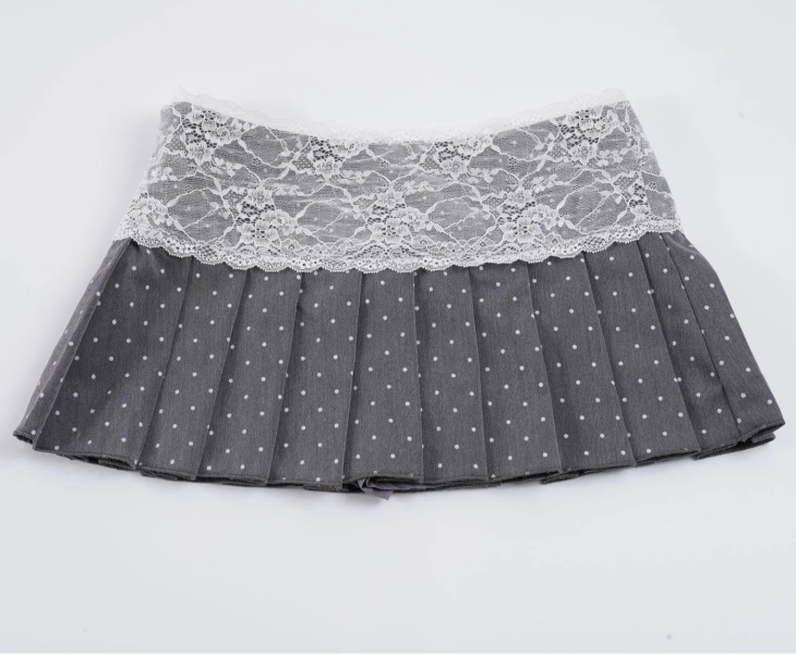 2026 New Polka Dot Lace Splicing Pleated Skirt Low Waist Fashion Y2K Retro Cute Skirt - AliExpress 200000345