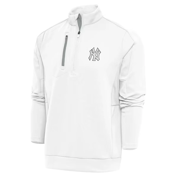 New York Yankees Antigua Metallic Generation Quarter-Zip Pullover Top - White
