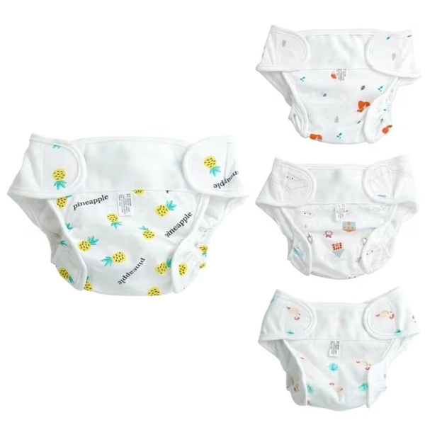 BABESIDE 4 Pcs Reborn Baby Doll Diapers Reusable for 17-24 Inch Baby Dolls, Baby Doll Underwear Doll Diapers with Cute Patterns with Soft Cloth Body