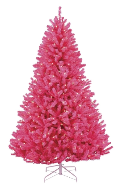 NOMA Pre-Lit Bishop Christmas Tree, Pink, 6.5-ft | Bright pink christmas decor, Pink christmas tree decorations, Artificial branches