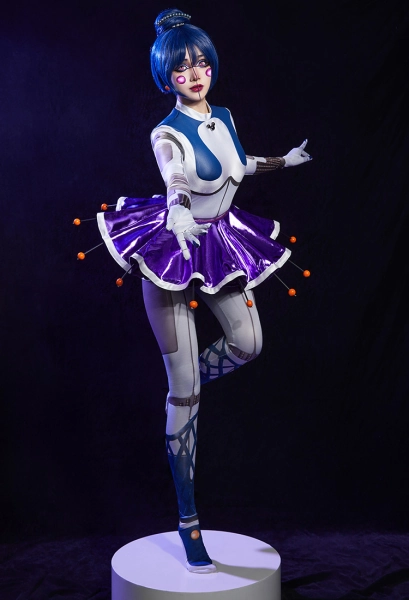 Five Nights at Freddy's Ballora Cosplay Costume Bodysuit and Skirt with Earrings and Underskirt