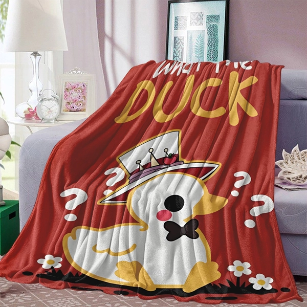 1pc Lucifer Duck Cartoon Print Flannel Blanket, Soft Warm Blanket, Nap Blanket, Air Conditioning Blanket. Suitable for Bed and Sofa, Office, Camping and Travel Blanket, Multi-purpose Blanket, Ideal Halloween Christmas Holiday Gift