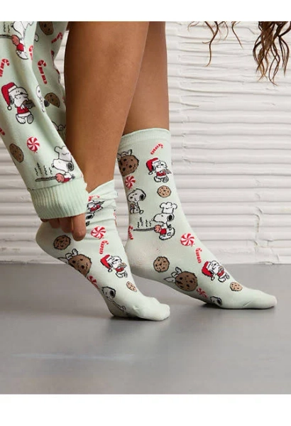 AE Snoopy Cookies Ruffle Crew Socks
