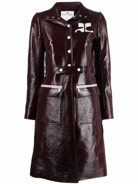 Courrèges logo-appliqué vinyl trench coat | 34