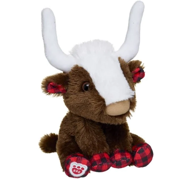 Build-A-Bear Mini Beans Buffalo Check Longhorn Stuffed Animal