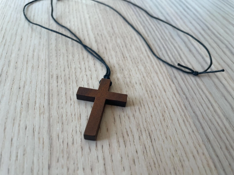 Simple Wood Cross Necklace