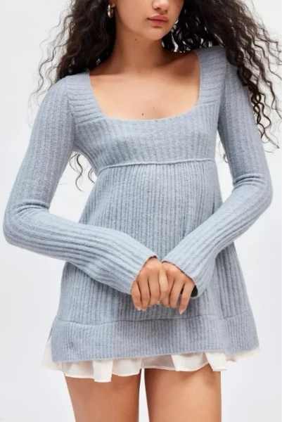 Kimchi Blue Hannah Ruffle Trim Babydoll Sweater