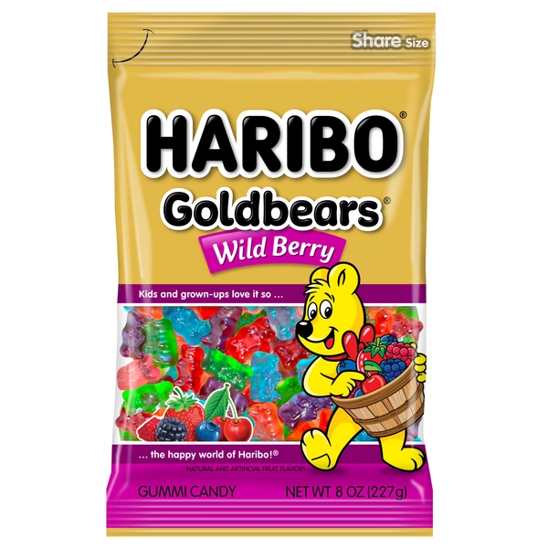 HARIBO Goldbears Gummy Bears Wild Berry Candy Gummies, 8 oz, Share Bag - Walmart.com