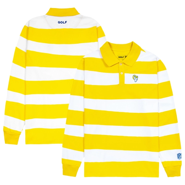 Men's Los Angeles Rams GOLF WANG Gold/White Long Sleeve Polo
