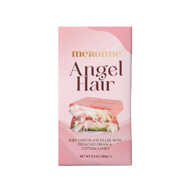 Meronne Angel Hair Ruby Chocolate Bar – Pistachio Cream &amp; Cotton Candy 6.35oz
