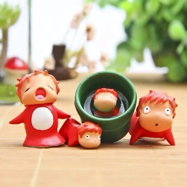 Ponyo on the Cliff by the Sea Toy Garden Decor 4PCS