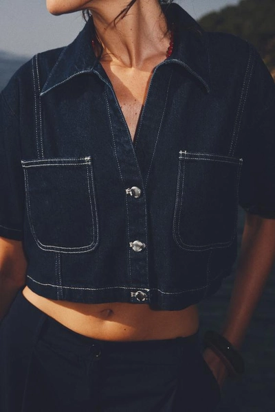 KORT DENIM OVERHEMD Z1975