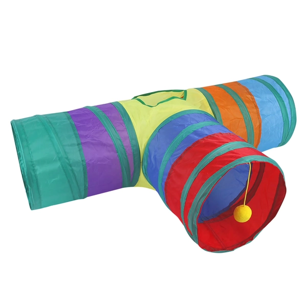 Rabbit Tunnels & Tubes Collapsible 3 Way Tunnel Bunny Hideout Small Animal Activity Tunnel Toys For Rabbits Bunny Pigs Kitty