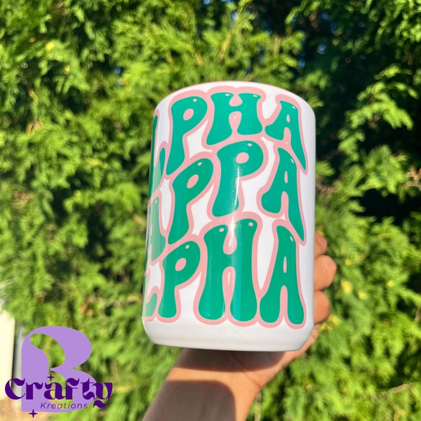 AKA Sorority Mug: Pink Interior, Alpha Kappa Alpha Ceramic Cup