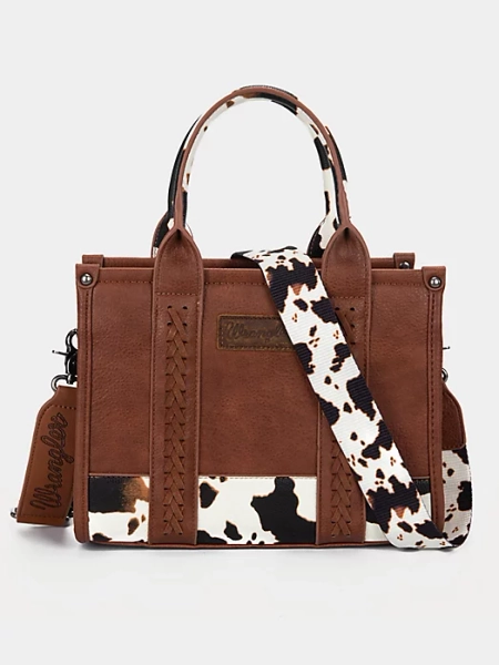 Cow Print Cross Body Small Tote:Brown:One Size: | Women's ACCESSORIES | Wrangler®