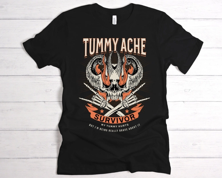 Tummy Ache Survivor Shirt My Tummy Hurts Tshirt Tummy Ache Survivor T Shirt Funny IBS T-shirt Tummyache Survivor Tee for Lactose Intolerance