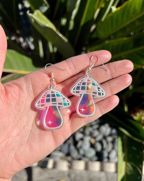 Iridescent Shroom Earrings